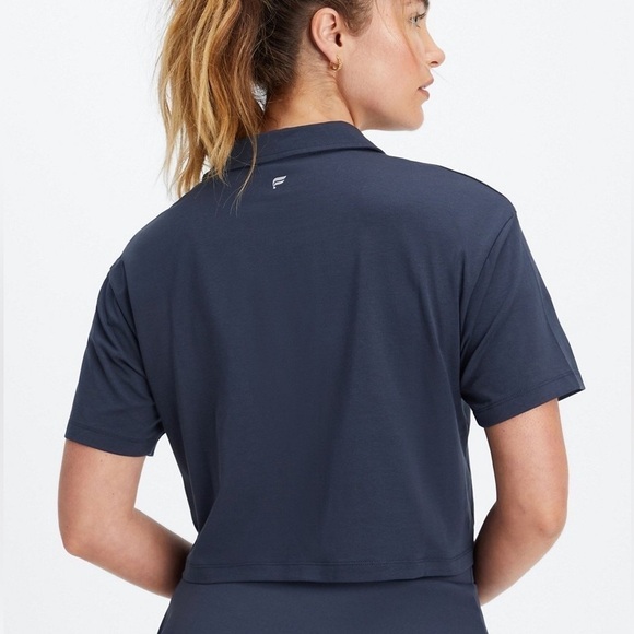 NWT Fabletics Classic Navy Boxy Short Sleeve Polo Shirt Size Large - Picture 2 of 12